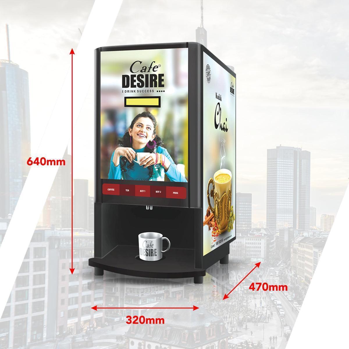 Coffee Machine 4 Lane Multi Water Inlet Coffee and Tea Vending Machine | Bubble Top, Water Pump and RO Direct Water Input | Four Beverage Options | For Offices, Shops and Smart Homes | Make 4 Varieties of Coffee Tea with Premix - cafedesireonline.com