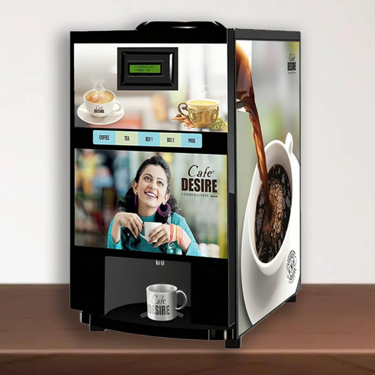 Cafe Desire I Drink Success 4 Lane Coffee and Tea Vending Machine |  Fully Automatic | Makes 4 Varieties with Premix | No Milk Needed | For Offices, Shops, Smart Homes