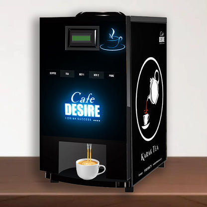 Cafe Desire 4 Lane LED Coffee and Tea Vending Machine |  Fully Automatic | Makes 4 Varieties with Premix | No Milk Needed | For Offices, Shops, Smart Homes