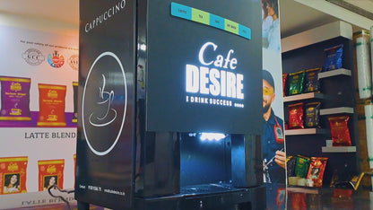 Cafe Desire 4 Lane LED Coffee and Tea Vending Machine |  Fully Automatic | Makes 4 Varieties with Premix | No Milk Needed | For Offices, Shops, Smart Homes