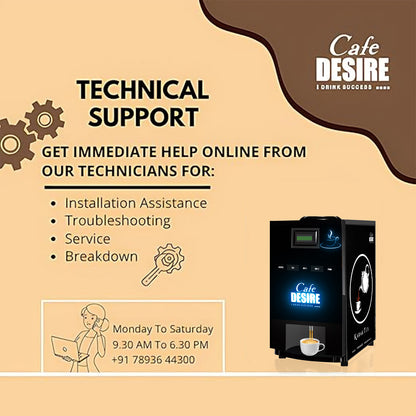 Cafe Desire 4 Lane LED Coffee and Tea Vending Machine |  Fully Automatic | Makes 4 Varieties with Premix | No Milk Needed | For Offices, Shops, Smart Homes