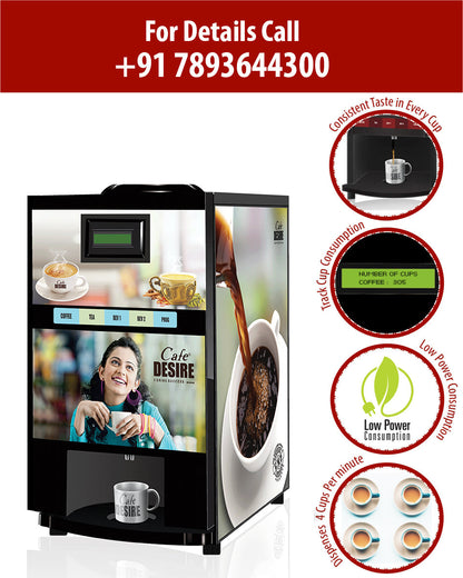 Coffee Machine 2 Lane | Two Beverage Options | Fully Automatic Coffee Tea Vending Machine | For Offices, Shops and Smart Homes | Make 2 Varieties of Coffee Tea with Premix | No Milk, Tea, Coffee Powder Required